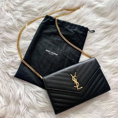 ysl envelope chain wallet with removable chain|ysl large wallet on chain.